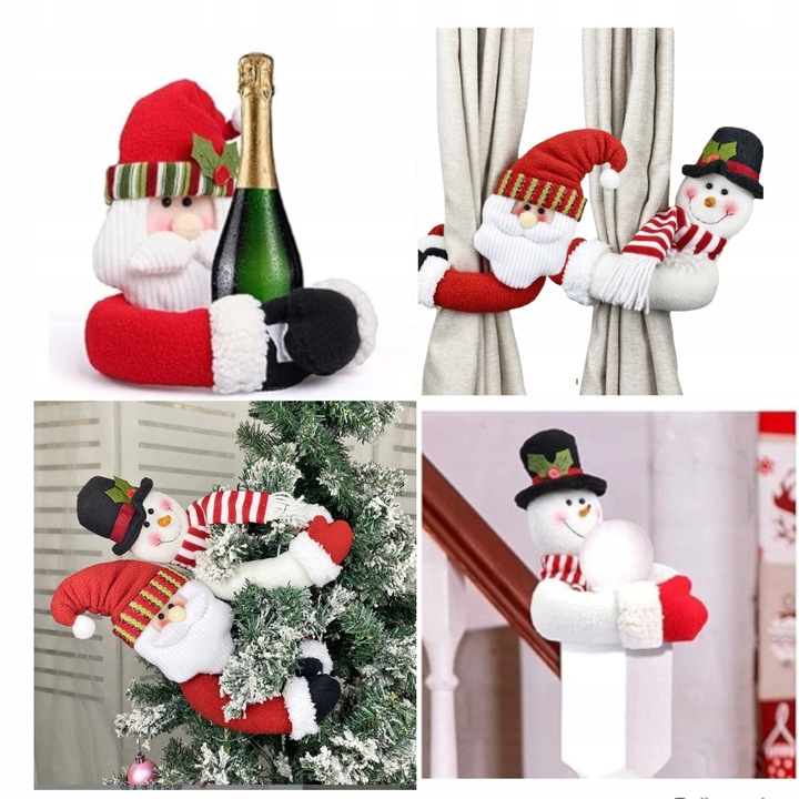 2x MIKOŁAJ BAŁWAN GNOM ŚWIĄTECZNY Klips Do firanek I Zasłon Zapinka OZDOBA