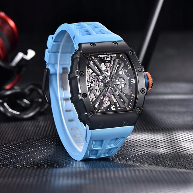 ZEGAREK MĘSKI PAGANI NIEBIESKI KWARCOWY SZKŁO SZAFIROWE ANALOGOWY PD-1738