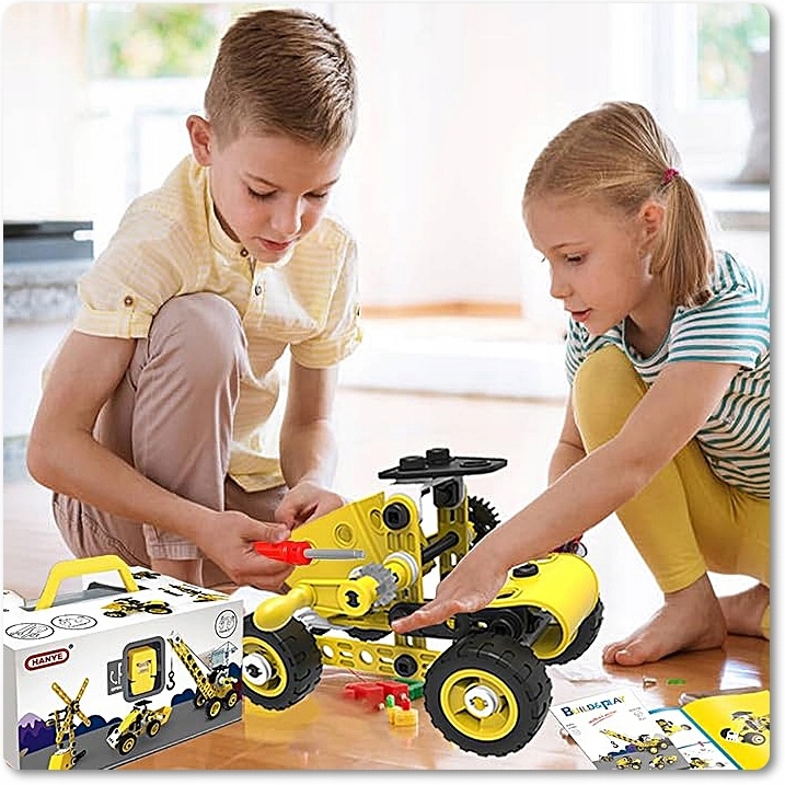 Klocki Konstrukcyjne Zestaw kreatywny XXL POJAZDY DO SKRĘCANIA 112 el 10w1