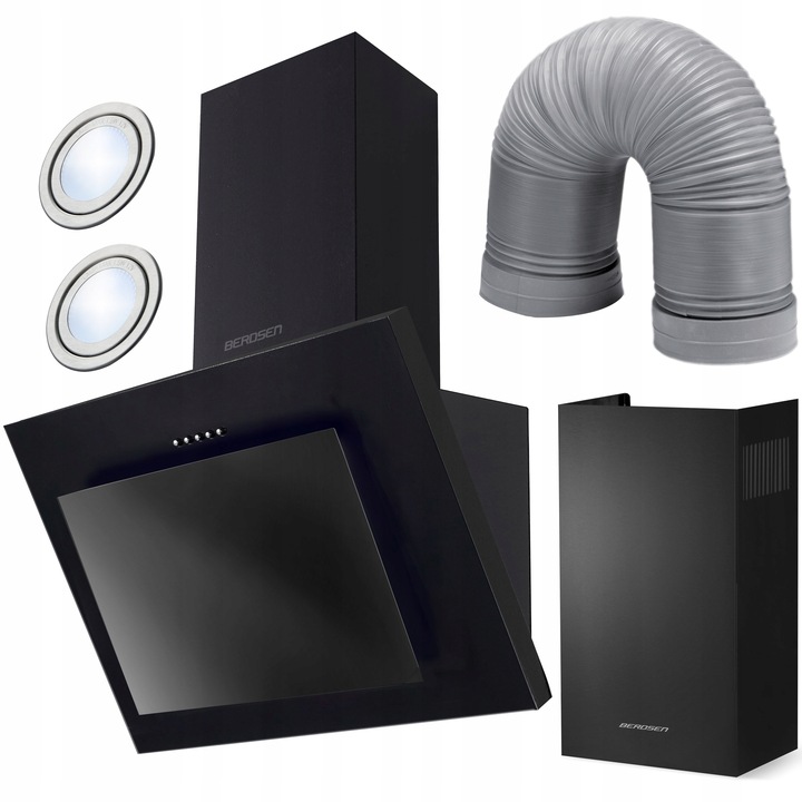 OKAP KUCHENNY KOMINOWY SZKŁO LED BERDSEN 60cm