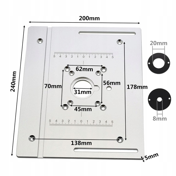 ALUMINIOWA PŁYTA DO STOŁU FREZARKI Z PROWADNICĄ UKOŚNĄ I PŁOTEM PROFESJONAL