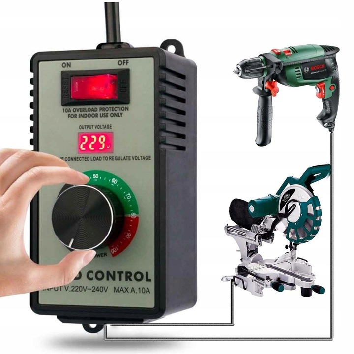 Regulator obrotów silnika mocy napięcia w obudowie z gniazdkiem 2400W 230V