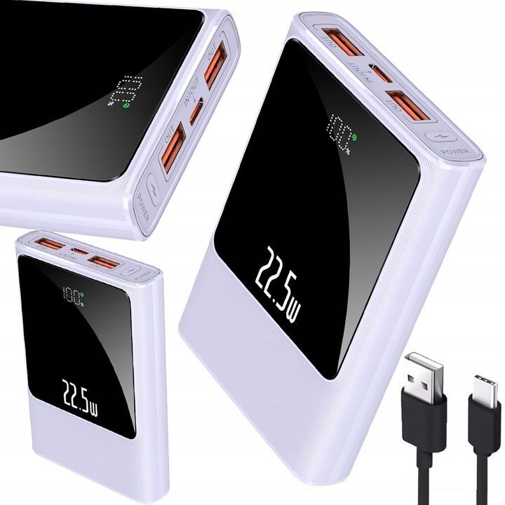 POWERBANK 10000MAH MOCNA SZYBKA ŁADOWARKA 22,5W 2XUSB A/USB-C WYŚWIETLACZ L