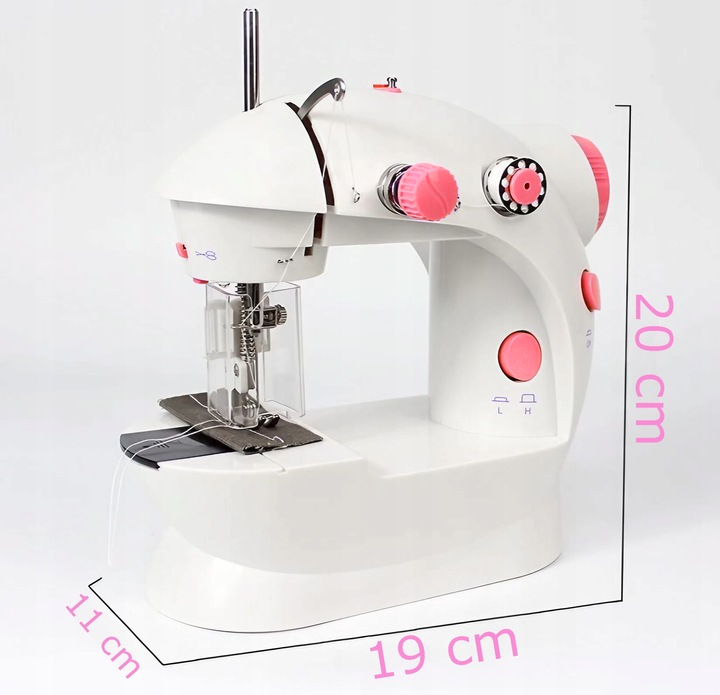 PRAWDZIWA MASZYNA DO SZYCIA DLA DZIECI Z OSŁONĄ NA PALCE + IGŁA NICI LAMPKA