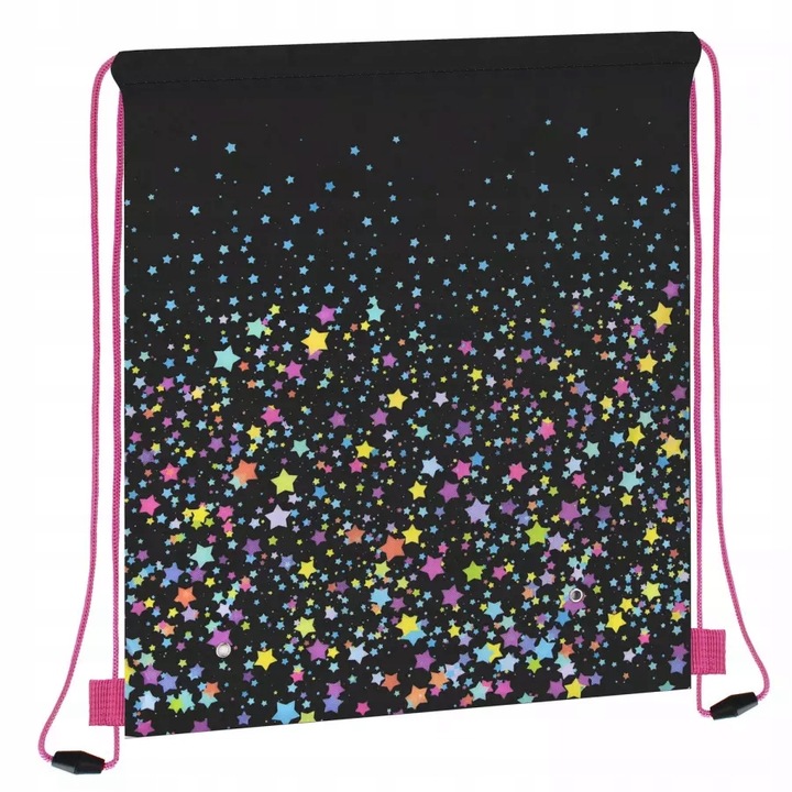 WOREK SZKOLNY PLECAK NA BUTY OBUWIE WF CZARNY W GWIAZDKI GWIAZDY GALAXY