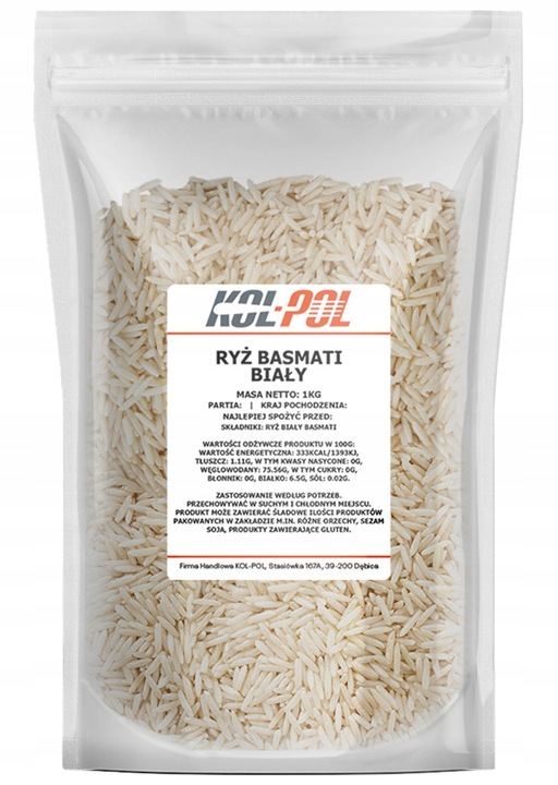 RYŻ BASMATI 2,5kg Naturalny biały długoziarnisty | KOL-POL