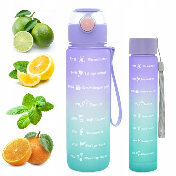 Butelka Na Wodę Bidon z Miarką Ze Słomką Na Siłownie Fitness 700ml + Gratis