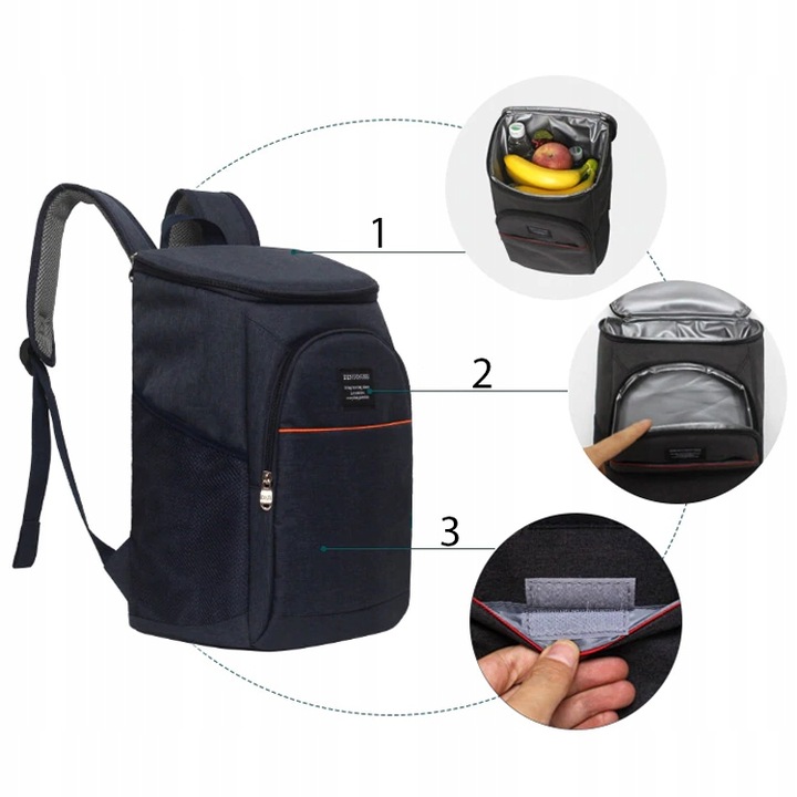 PLECAK TERMICZNY TERMOIZOLACYJNY TURYSTYCZNY TORBA PODRÓŻNA LODÓWKA PLAŻOWA