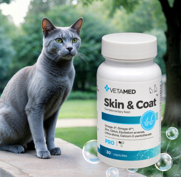 2 x SUPLEMENT na SKÓRĘ I SIERŚĆ dla PSA I KOTA VETAMED 60 kapsułek + GRATIS