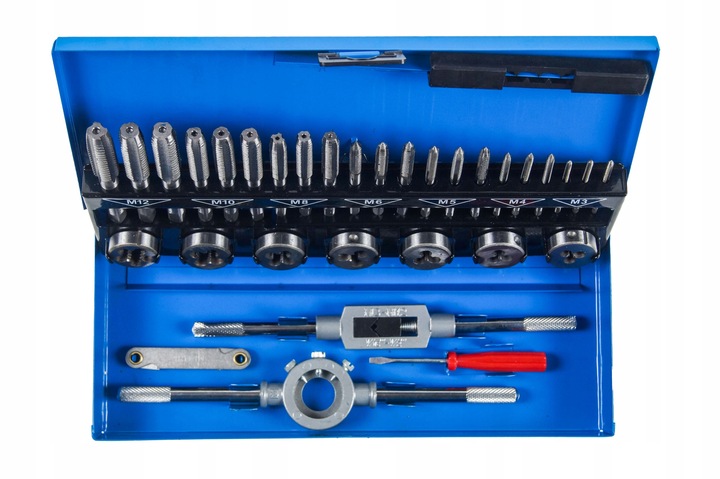 ZESTAW NARZYNEK I GWINTOWNIKÓW 32 EL KALIBROWNIKI SKRZYNKA BLACK