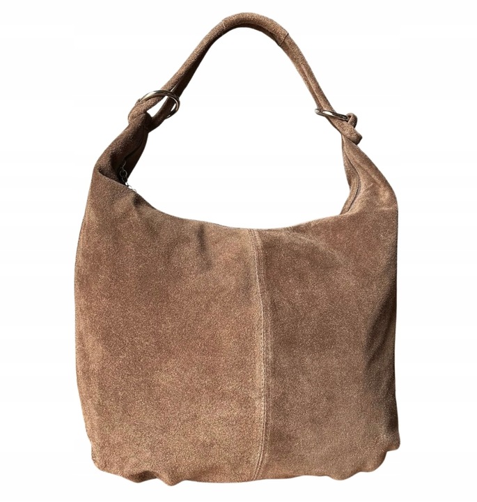TAUPE ZAMSZOWA TOREBKA WOREK CAPPUCCINO TOREBKA ZAMSZ NATURALNY Vera Pelle