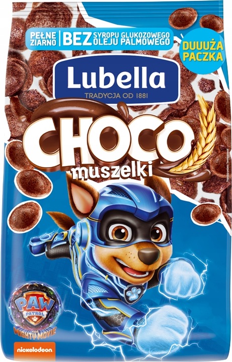 Płatki śnaidaniowe Lubella Mlekołaki Choco czekoladowe muszelki 6x500 g