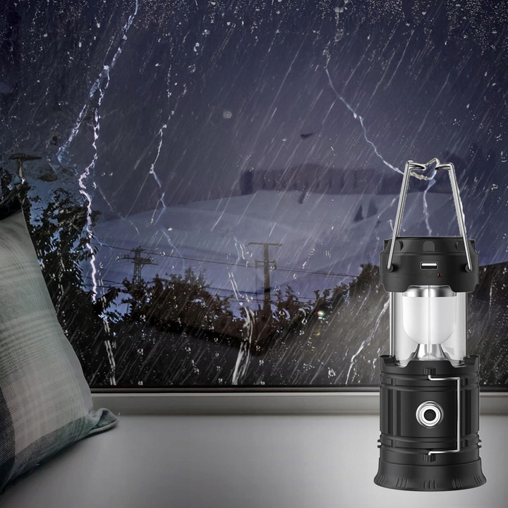 Lampa Solarna LED Latarka Turystyczna Biwakowa Akumulatorowa USB Powerbank