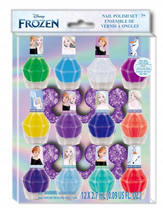 KRAINA LODU DUŻY ZESTAW 12 LAKIERÓW DO MALOWANIA PAZNOKCI NA PREZENT+GRATIS