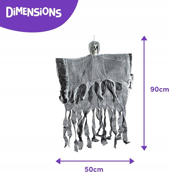 DEKORACJA HALLOWEN WISZĄCE SZKIELETY DŁUGIE 90CM ZESTAW 3 SZTUKI