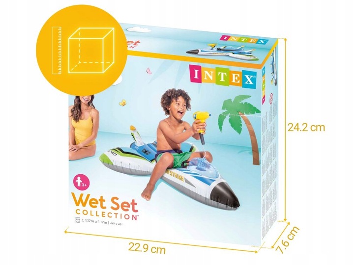 Materac do Pływania Dmuchany SAMOLOT Niebieski Intex 57536 MODEL 2025