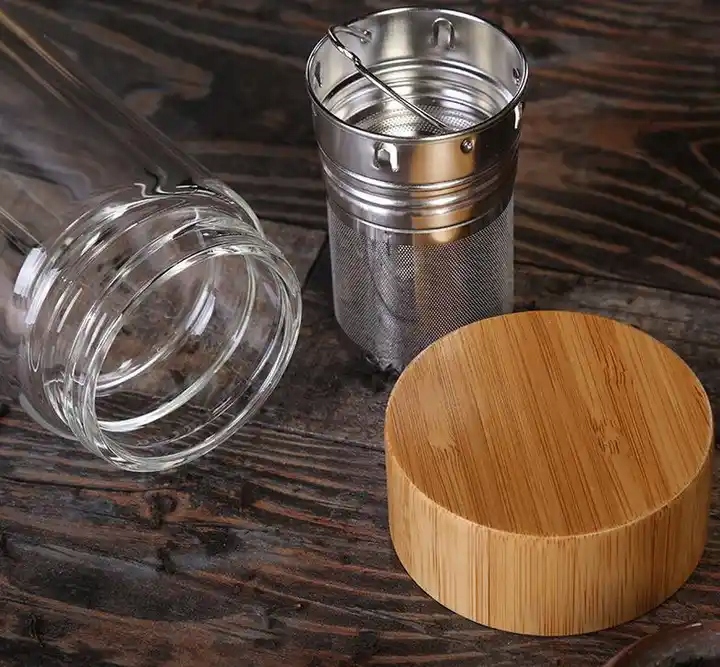 BUTELKA SZKLANA TERMICZNA Z ZAPARZACZEM FILTREM BIDON NA WODĘ KAMILLE