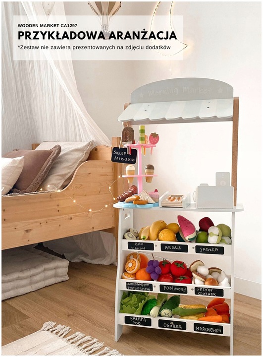 Edukacyjna Zabawka Dla Dzieci Drewniany Stragan z Kasą i Terminalem