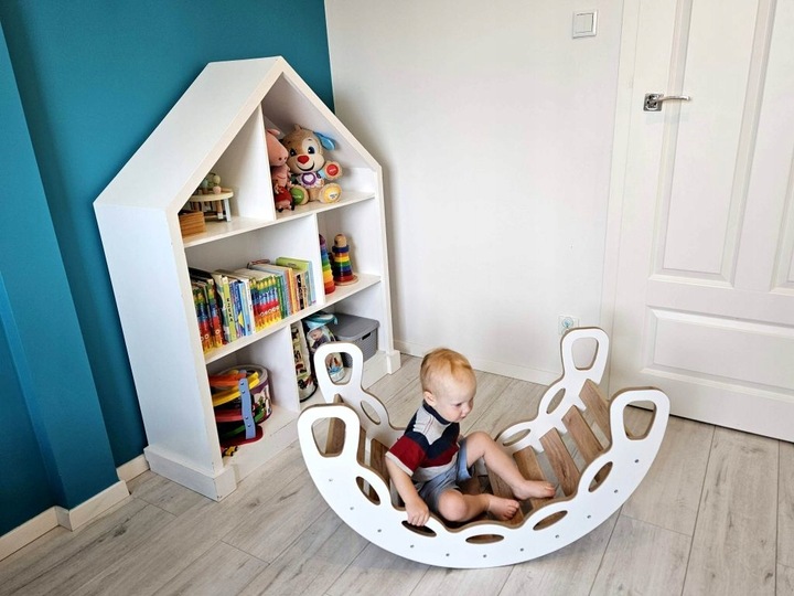 Bujak Montessori + ścianka/zjeżdżalnia biało-dębowy BM-310