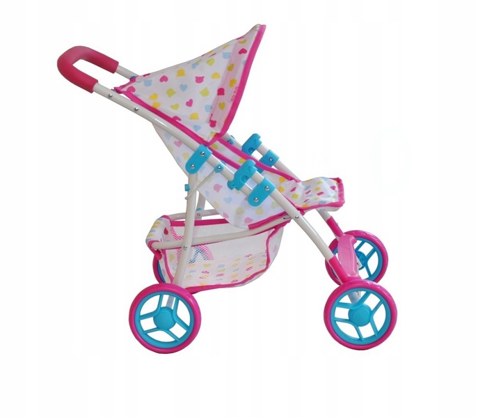 WÓZEK ZABAWKA DLA LALEK DLA 5 LATKI SOLIDNY SKŁADANY Z DASZKIEM
