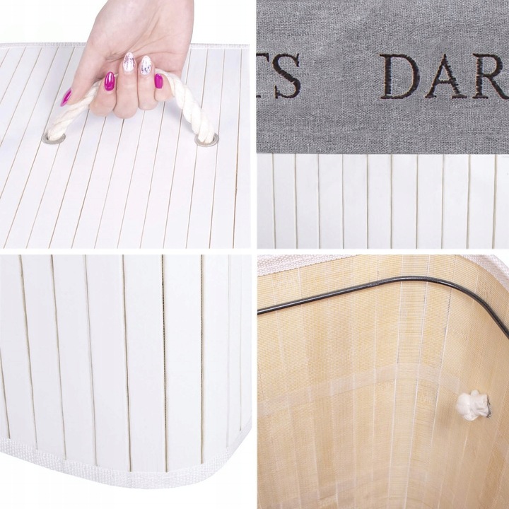 KOSZ BAMBUSOWY NA PRANIE BIELIZNĘ DWUKOMOROWY Z POKRYWĄ POJEMNIK DUŻY 100L