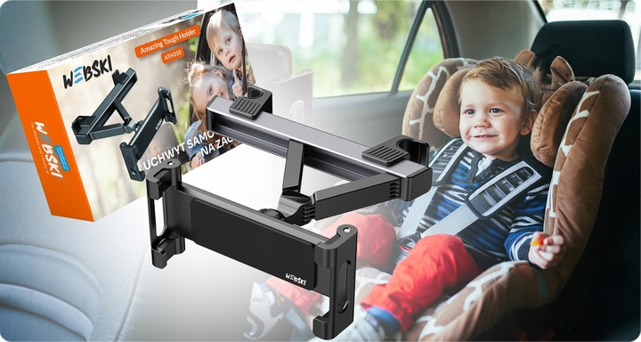 REGULOWANY UCHWYT SAMOCHODOWY HOLDER TRZYMAK NA TABLET TELEFON NA ZAGŁÓWEK