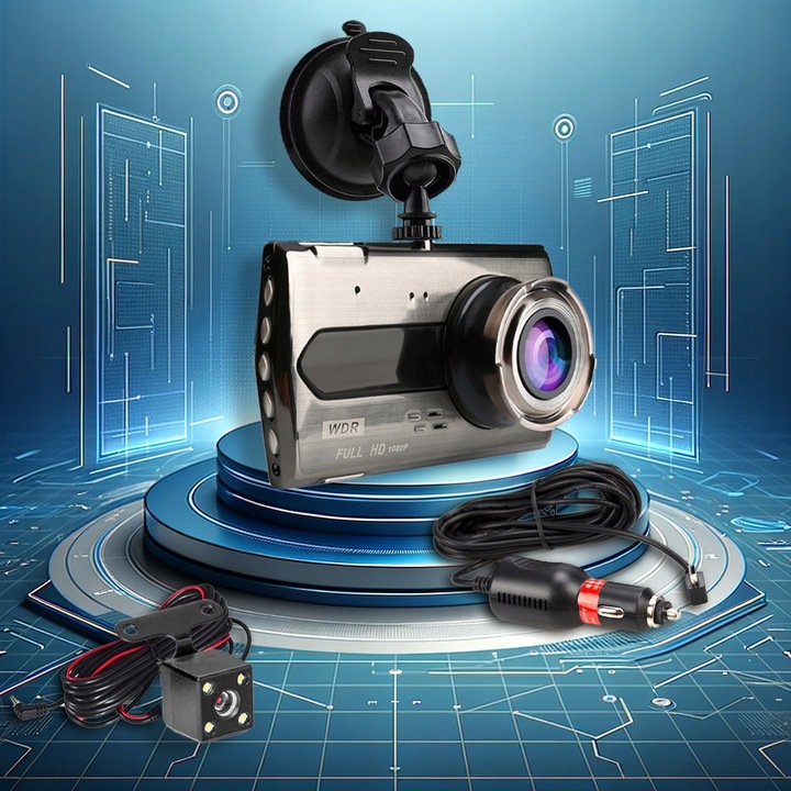 KAMERA DO SAMOCHODU REJESTRATOR JAZDY PRZÓD i TYŁ WIDEO REJESTRATOR Menu PL