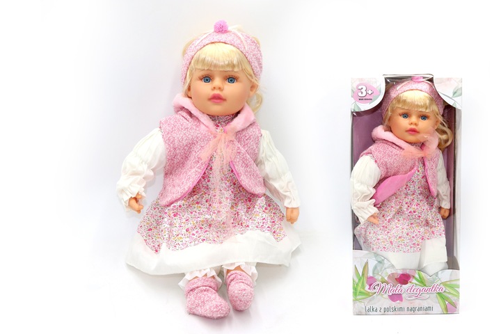 DUŻA LALKA Z DŁUGIMI WŁOSAMI MAŁA ELEGANTKA ŚPIEWA MÓWI 55 CM
