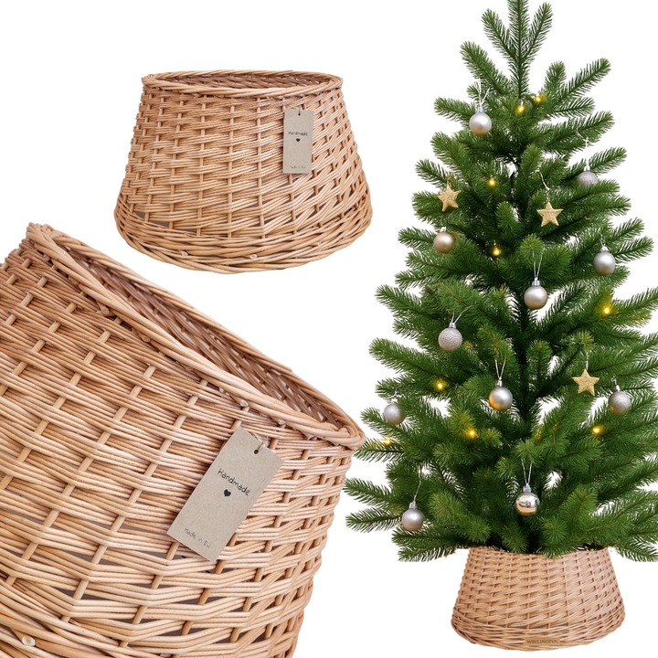 Osłona / kosz / osłonka wiklinowa na stojak pod choinkę NATURALNA Ø 50 cm