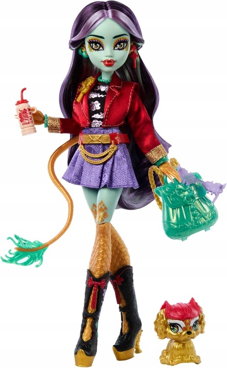 LALKA MONSTER HIGH JINAFIRE LONG lalka smok z pieskiem Cloudy „Yun Yun”
