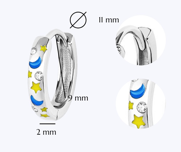 Srebrne kolczyki kółeczka dla dziewczynki dzieci zatrzask srebro rodowane