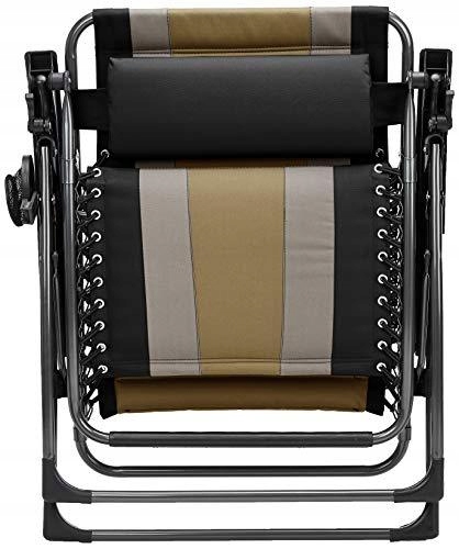 AMAZON ZEWNĘTRZE KRZESŁO REGULOWANE LEŻAK OGRODOWY CZARNY PREMIUM BEŻ BRĄZ