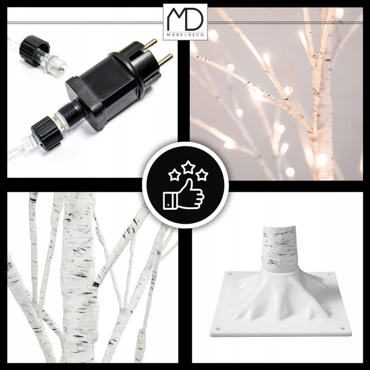 Brzoza 150cm 120 LED flash barwa zimna drzewko świąteczne dekoracja błysk