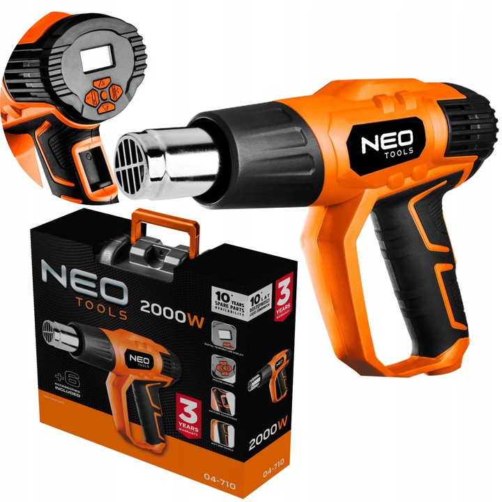 NEO SIECIOWA OPALARKA NAGRZEWNICA LCD 2000W 50 - 600C 04-710 + WALIZKA