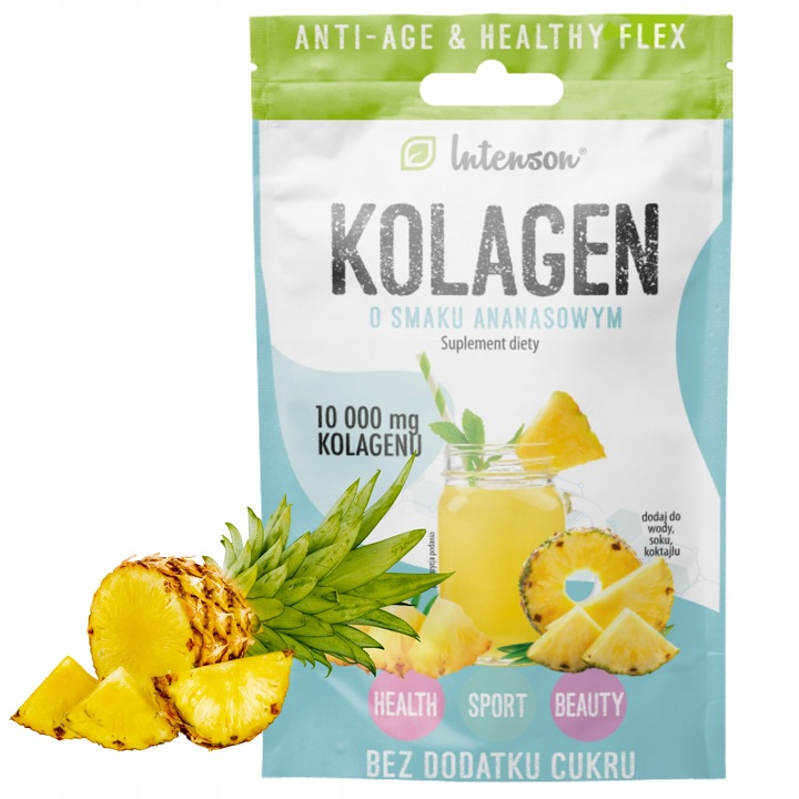 10x INTENSON KOLAGEN + KWAS HIALURONOWY + WITAMINA C do picia ananasowy