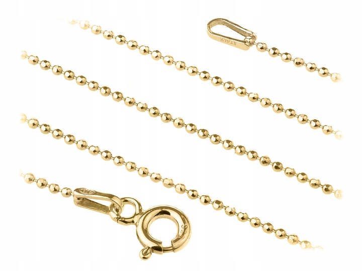 Długi Srebrny Pozłacany Łańcuszek Kulkowy Diamentowany Kulki 1mm Cienki 70