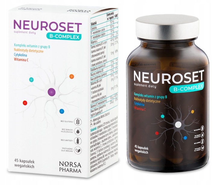 Norsa Pharma NEUROSET B-Complex | B - kompleks | układ nerwowy | 45 kaps.