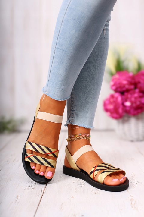 SANDAŁY DAMSKIE SPORTOWE BEŻOWE WYGODNE NA LATO