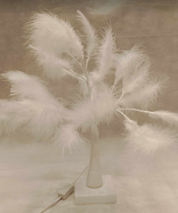 Dekoracja drzewko led ozdobne z piórkami światło BIAŁE CIEPŁE