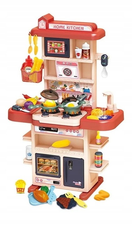 Kuchnia dla dzieci lodówka kran z wodą para różowa 64AR