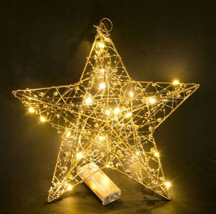 Ozdoba Gwiazda Led złota gwiazdka zawieszana w okno na ścianę drzwi 30 cm