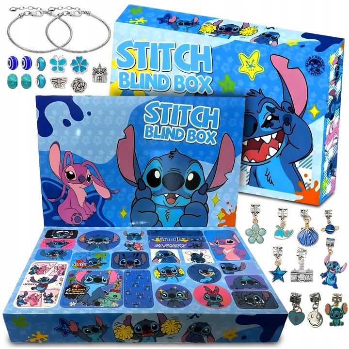 KALENDARZ ADWENTOWY ŚWIĄTECZNY LILO I STITCH ZESTAW DO ROBIENIA BRANSOLETEK