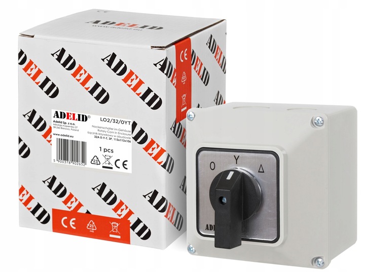 ŁĄCZNIK KRZYWKOWY 0-Y-T 32A 3P GWIAZDA TRÓJKĄT W OBUDOWIE 110x110 3F IP65