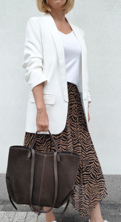 Torebka shopper zamszowa Vera Pelle - brązowa czekolada