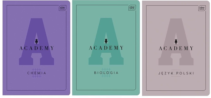 Zestaw zeszytów tematycznych Academy A5 INTERDRUK 9 sztuk + notes A6 gratis