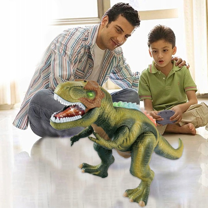 DUŻY DINOZAUR TYRANOZAUR ZDALNIE STEROWANY ROBOT LED CHODZI RYCZY + BATERIE