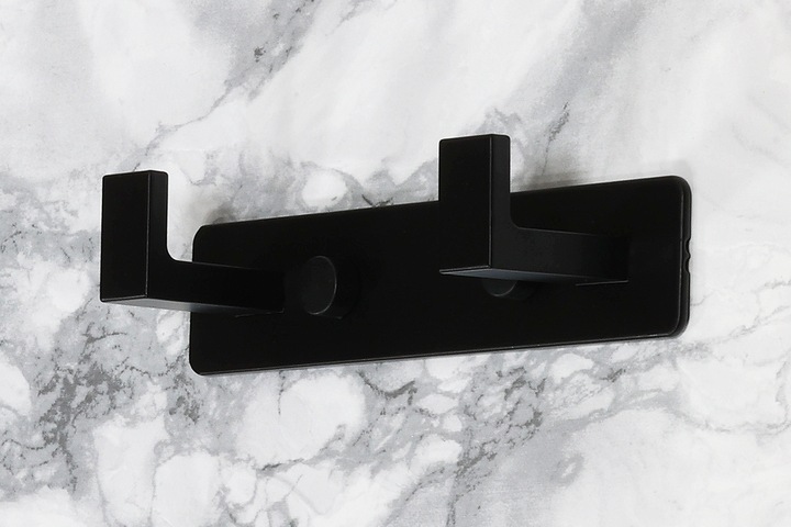 HACZYK WIESZAK NA RĘCZNIKI ŁAZIENKOWY CZARNY PROSTY LOFT SOLIDNY PODWÓJNY