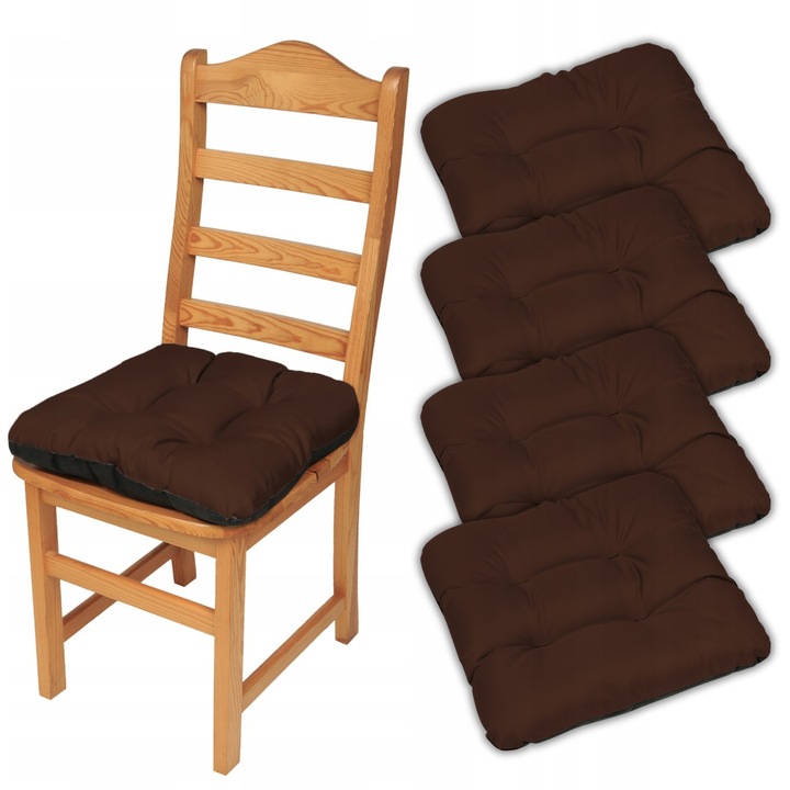 4 PODUSZKI OGRODOWE wodoodporne MIĘKKA poduszka NA KRZESŁO TABORET 45 BRĄZ