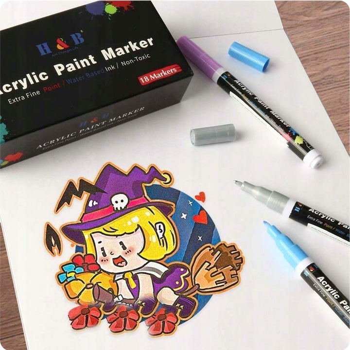 MARKERY AKRYLOWE PISAKI FLAMASTRY DO MALOWANIA KAMIENI UBRAŃ SZKŁA BUTÓW 18