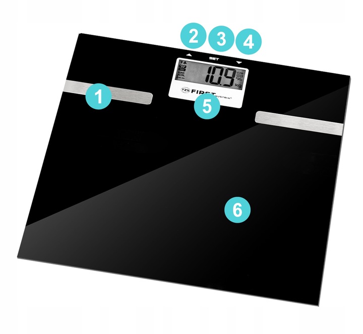 Waga łazienkowa z pomiarem BMI, tłuszczu - First Austria -